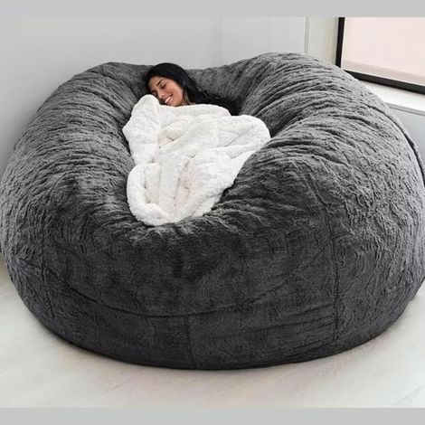 Pouf Géant Immense, Beanbag (sans Remplissage) Meubles de Salon Party Lavable Pouf Poire Fauteuil Poire Housse de-(Color:Gris Foncé,Size:6FT) (1/5)