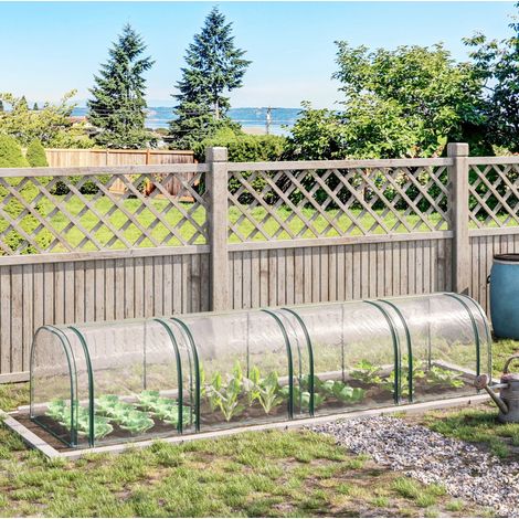 Serra tunnel 395x100x80 cm, 4 finestre con zip, struttura in acciaio, PVC trasparente (1/5)