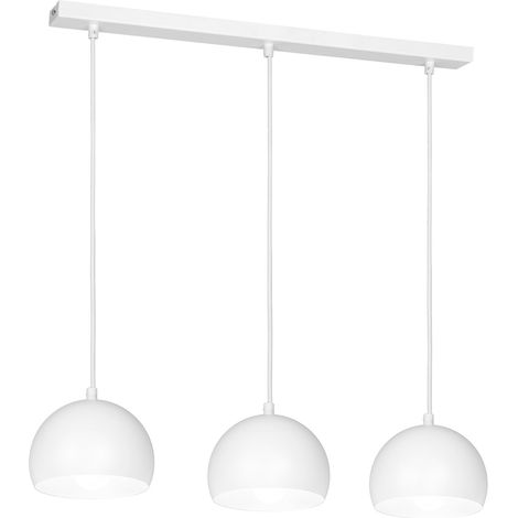 Suspension blanche 3 globes barre 65cm Sool Luminex