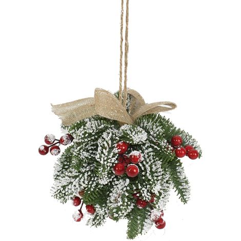 Pallina natalizia con Rami in PE effetto Real Touch e Bacche rosse Ø 20 cm -Verde (1/3)