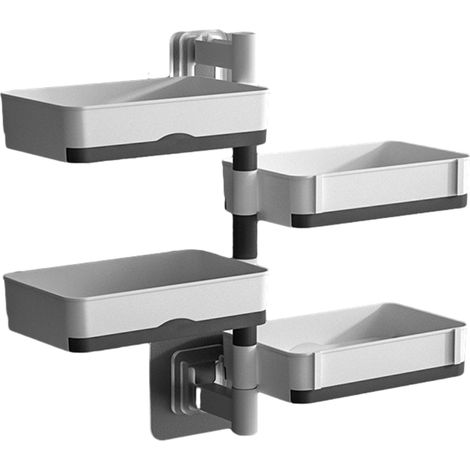 1 porte-savon adhésif, rotatif à 4 niveaux, pour salle de bain et cuisine, support mural sans perçage (1/5)