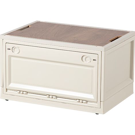 1 Aufbewahrungsbox mit Deckel, faltbare und stapelbare Kunststoff-Aufbewahrungsbox, großer Mülleimer für Camping, Kofferraum, Zuhause, 30 l, weiß