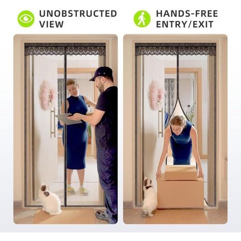 Moustiquaire de Porte Magnétique en Fibre de Verre 100x220cm, Fermeture Automatique Rideau Porte Anti insectes avec Aimants sans Perçage, Noi (1/3)