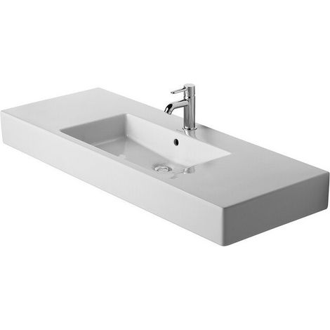 Lavabo meuble Duravit VEROavec trop plein plage de robinettrie 1250x490mm 1 trou de robinetterie blanc