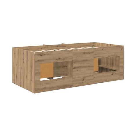 Cadre de lit mezzanine (avec armoire), ensemble 3 pièces, bois de chêne fait main, chêne naturel élégant, meuble de chambre, design contemporain, montage facile (1/5)