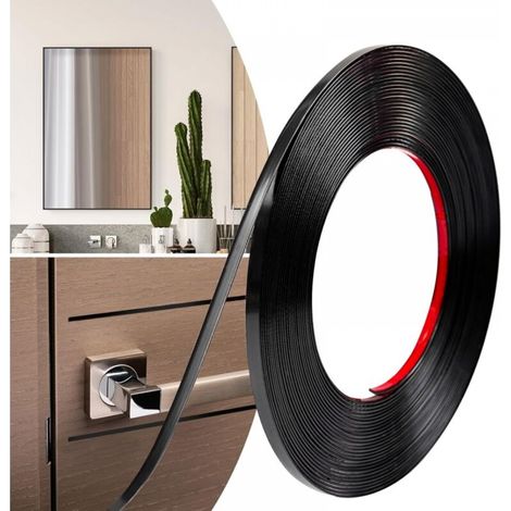Bordure décorative, bande de décoration auto-adhésive pour portes, fenêtres, miroirs flexibles,armoires, et bordures(Noir,8mm x 12m) (1/5)