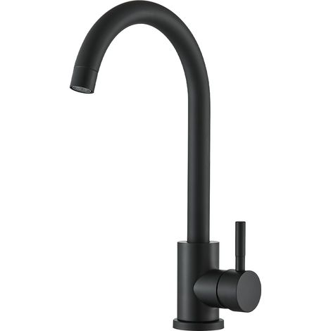 Robinet Cuisine Noir Mitigeur Cuisine Pivotant à 360° Col de Cygne Robinetterie de Cuisine Monocommande Robinet Evier de Cuisine Froide et Chaud (1/5)