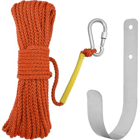 Nylonseil + Federhaken + Schwimmhaken/Rettungsringhalterungsset für den Außenbereich, Ankerseil, Rettungsringseil – orangefarbenes Set – Nylon (1/4)