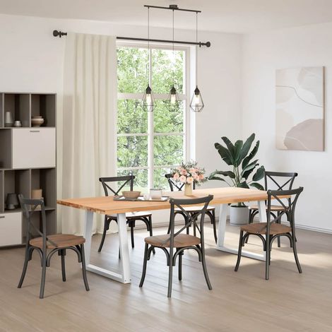 Maison Exclusive - Esstisch Beine V-Form 2 Stück Weiß 70x(72-73,3