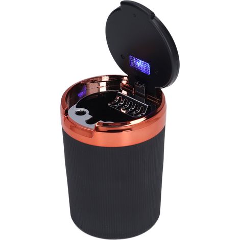 Beleuchteter orangefarbener Autoaschenbecher mit Deckel, LED, wiederaufladbar, ideal für Zuhause und Fahrzeug (1/5)