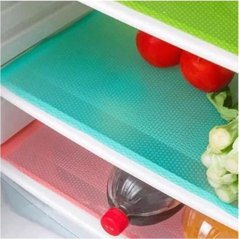 Lot de 4 Bleu Tapis Fraicheur pour Réfrigérateur Anti-bactériens Tapis de Cuisine (1/3)