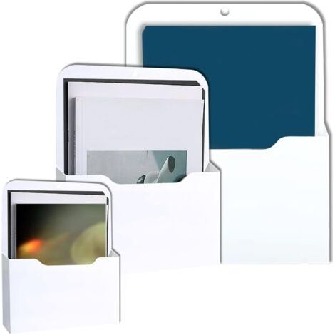 Documents Magnétiques pour Bureau, 3 pièces Porte Documents Magnétiques, 3 Tailles, Porte Lettres A4 avec Aimants Puissants, pour Tableau Blanc, Réfrigérateur, Maison, Blanc (1/5)