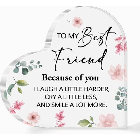 Plaque décorative cœur en acrylique cristal, souvenir élégant, cadeau pour elle ou lui（10 cm) (1/4)