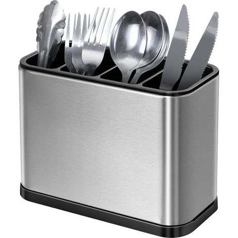 Porte-couverts pour cuisine salle à manger bac d'égouttage boîte à couverts pour ustensiles de cuisine organisateur de couverts support de caddie zone d'évier acier inoxydable antirouille et (1/5)
