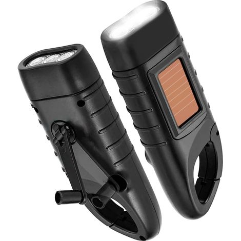 Taschenlampe, 2-teiliges Set, Solar-LED-Taschenlampe mit wiederaufladbarer Kurbel, Mini-Taschenlampe für Notfälle im Freien.