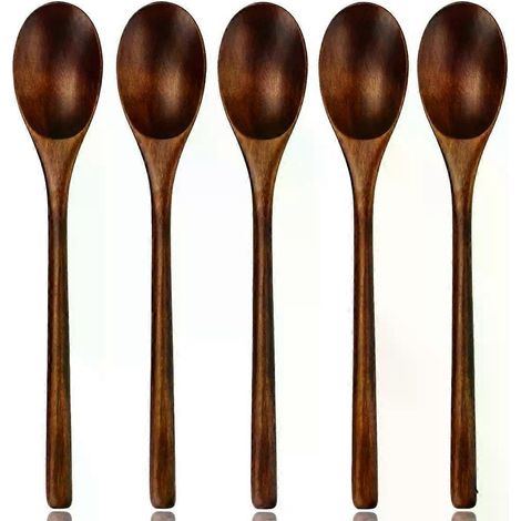 5-teiliges Holzlöffel-Set: Suppenlöffel und Schöpfkellen in natürlicher Ellipsenform, umweltfreundliche Produkte, Kochlöffel (1/4)
