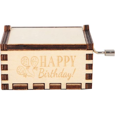 Vintage geschnitzte weiße Holzspieldose, Retro-Geschenk (Alles Gute zum Geburtstag) (1/5)
