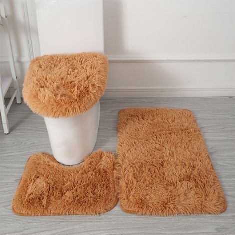Tapis De Salle De Bain - 3 Pièces - Polyester - Non Glissant PVC - Absorbant Chenille - Pour Baignoire Douche Lavabo - 50x80 cm 50x45 cm 50x40 cm (1/5)