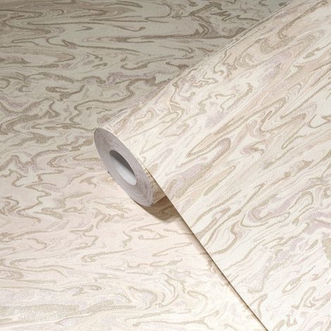Papier peint intissé crème et ivoire Tapisserie aspect béton marbre Papier peint luxe idéal effet métallique pour salon (1/5)