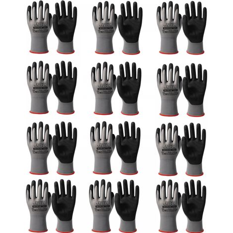 gants de travail polyvalents résistants à l'usure sécurité bord couleur 12 pièces S Rouge (1/5)