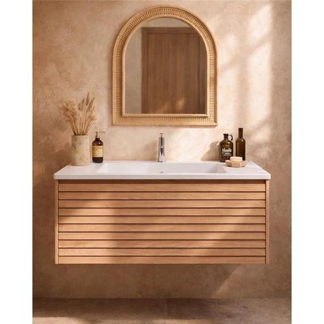 Mobile bagno 90x48 quercia un cassetto con lavabo resina opaco Madrid (1/5)