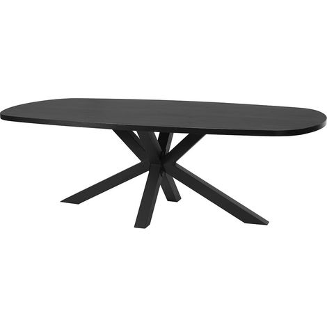 NOX - Table Ovale 200cm Aspect Bois Piètement Etoile Métal Noir (1/5)