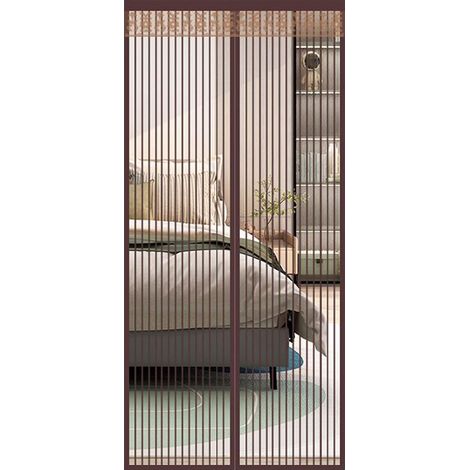 Moustiquaire magnétique porte fenêtre 120x220cm, rideau anti-insectes auto-fermant, bande adhésive, maille fine, installation facile sans perçage, protection mouches moustiques. (1/5)