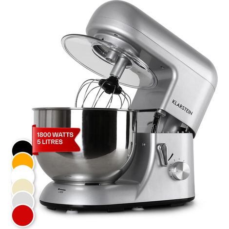 Klarstein Stand Mixer, 5L Food Mixer for Baking with Bowl, 2000W Cake Mixer w/ Beater, Dough Hook, Whisk & Mixing Bowl, 6 Speed Planetary Rotation Kitchen Maker, Electric Mixer for Baking Bread Pastry