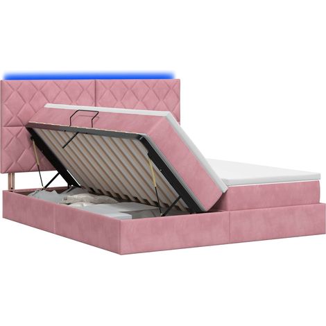 Letto con contenitore LED e materasso Rosa 180 x 200 cm Velluto vidaXL (1/5)