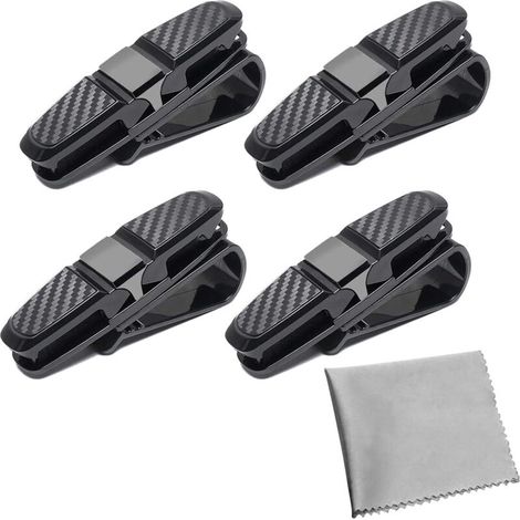 4er-Set Auto-Sonnenblenden-Brillenclips, Auto-Brillenhalter, Auto-Organizer für Sonnenbrillen, Karten und Tickets – Schwarz (1/4)