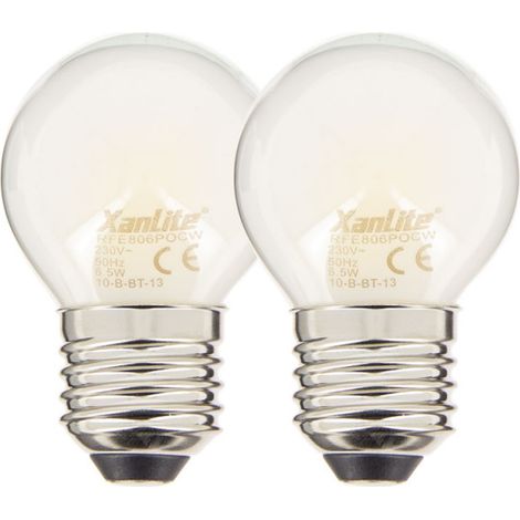 Lot de 2 ampoules Filament LED P45 Opaque, culot E27, 806 Lumens, conso. 9W (eq. 60W), 4000K, Blanc Neutre (1/5)