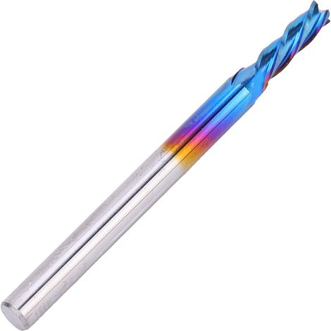 4-schneidiger Vollhartmetall-Fräser mit blauer Nano-Beschichtung, CNC-Fräser mit geradem Schaft Ø 3,175 x 2,5 x 6 mm, Fräswerkzeug (1/5)