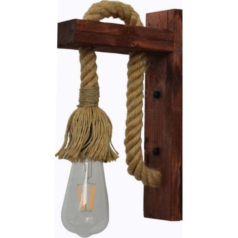 Applique murale vintage industrielle, éclairage rustique, applique murale d'intérieur en métal et bois pour salle à manger (ampoule non incluse) (1/4)