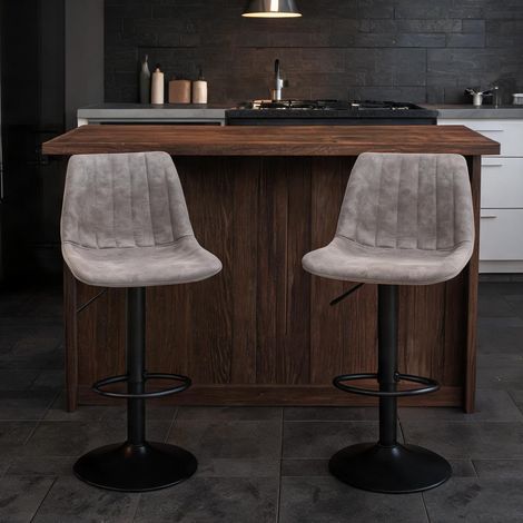 Tabouret de bar gris en tissu 43 x 46,5 x 110 cm (1/5)
