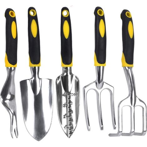 Ensemble d'outils de jardin, coffret cadeau de jardinage robuste en aluminium de 5 pièces avec poignée en caoutchouc antidérapante pour hommes et femmes (1/5)