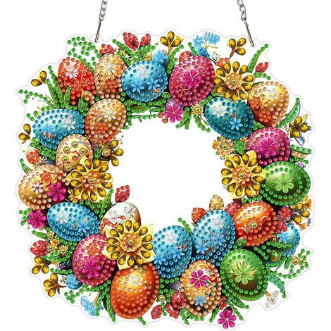 Ostern Diamond Painting Anhänger Set mit bunten Eiern und Blumen (1/4)