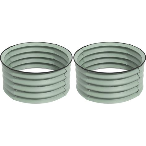 Set of 2 Raised Garden Bed, Metal Planter Box Safety Edging, Easy-to-assemble Stock Tank, Green (1/5)
