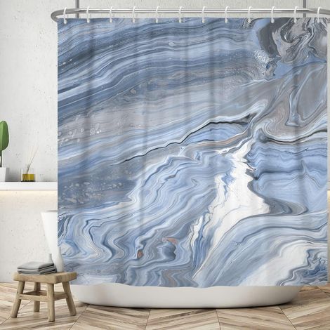 180x180cm Rideau de Douche en Marbre Béton Gris Texture Roche, Ombre Gris Blanc Mixte Abstrait Rideau de Bain Étanche pour Baignoire (1/5)
