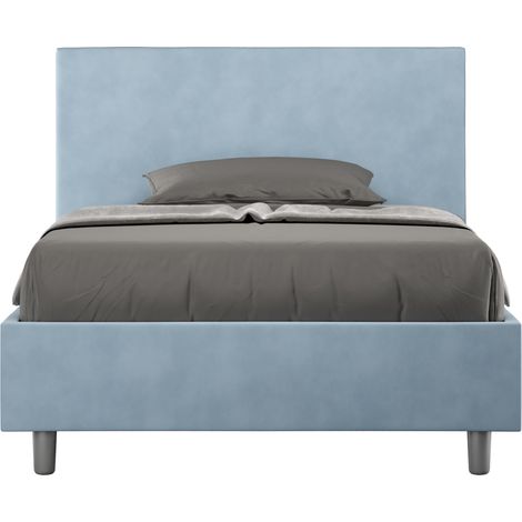 Letto una piazza e mezza contenitore imbottito 120x200 microfibra azzurro Adele (1/4)