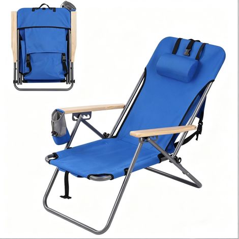 Silla plegable de exterior con respaldo reclinable en 4 posiciones 600D Oxford azul HOMVRA (1/5)