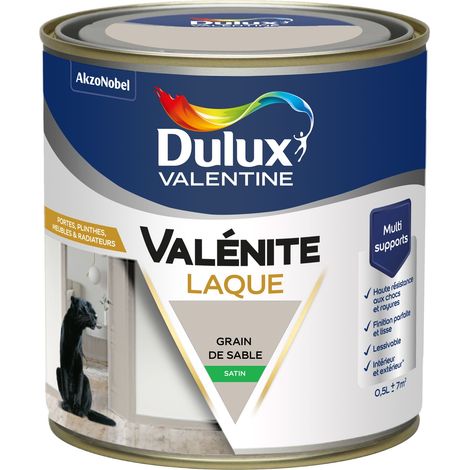 Dulux Valentine Peinture Laque Valénite Intérieur et Extérieur Multi-supports - Finition parfaite et lisse, Haute Résistance - Satin Grain de Sable 0,5 L