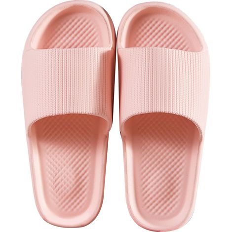 Pantoufles de salle de bain antidérapantes, semelle épaisse et souple, légères, pour homme ou femme, taille 40-41 (25 cm), couleur rose. (1/5)