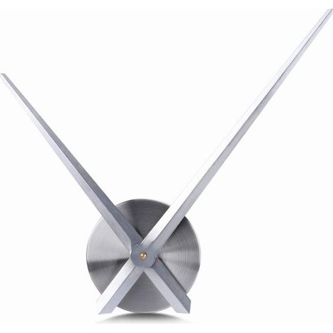 Reloj de pared grande con manecillas, 31,5 cm, color plata sencillo, sin números, mecanismo de reloj sin marco para armar uno mismo con manecillas largas. (1/5)