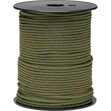 Khakifarbenes, geflochtenes Polypropylenseil – 100 m – Ø 4 mm – Robust und flexibel – Ideal für Gartenarbeit, Heimwerken und Camping – Gebrauchsfertige Spule (1/3)