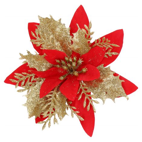 Stella di Natale rossa e dorata in glitter