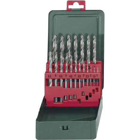 Metabo – Jeu de forets HSS-G pour métal – 19 pièces de 1 à 5 mm – Affûtage en croix 135° – Boîte métallique incluse