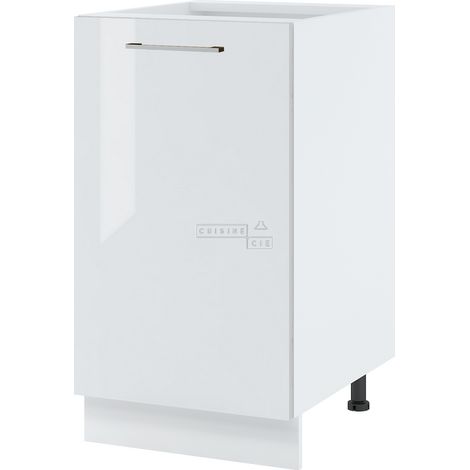 Meuble bas de cuisine Bellissi Blanc Brillant 1 porte L 45 cm -  Porte avec poignée apparente  White
