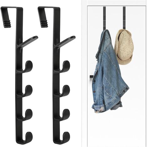 pezzi appendiabiti da porta, gancio nero per porta, gancio in plastica per porta per camera da letto, vestiti, asciugamani, cappelli, borse (1/5)