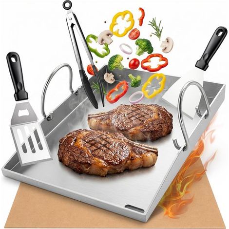 Plaque de cuisson plancha – 40x30 cm – 4 mm – 3 ustensiles – 30 feuilles absorbantes – BBQ (1/5)