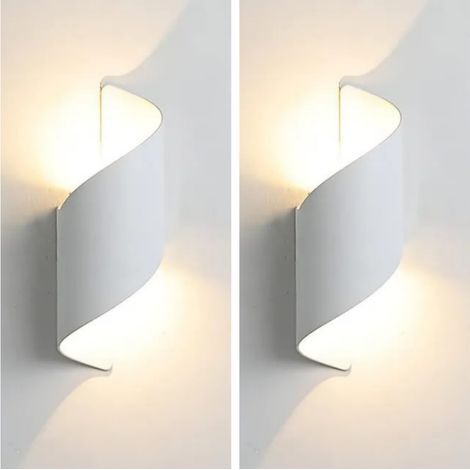 Applique murale LED intérieure et extérieure lumière blanche chaude éclairage moderne haut bas étanche barre spirale 2pcs 12 w Métal (1/4)